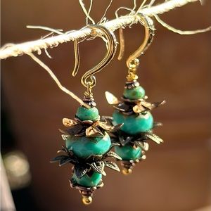 HandCrafted Artisan Earrings, Forbidden Fruit~ Aqua Vita, Made to Order